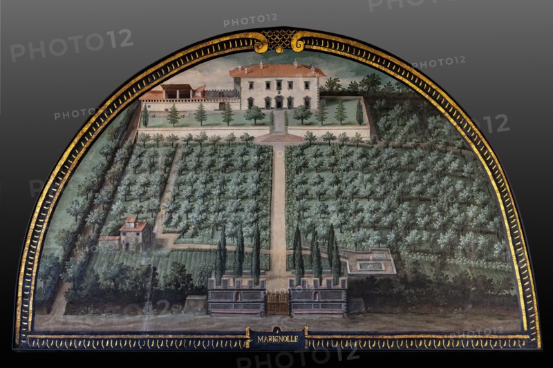 Medici Villa La Petraia: “the Medici villa of Marignolle”, in the lunette called “Marignolle”, one of the fourteen lunettes by Giusto Utens, Italianized name of Iustus van Utens, 1599-1602. This villa is located on the hills between Soffiano and Galluzzo near Florence. The lunettes present idyllic aerial views of calligraphic precision, very decorative and precious evidence of the appearance of these buildings in the past. They were painted for the Medici villa of Artimino as an "inventory" (today we would say "cadastre") of the possessions of the Grand Duke Ferdinando I de' Medici, and after various moves, they are preserved today in the Villa La Petraia. Originally there were 17, but only 14 have reached us.
Villa medicea La Petraia, Firenze (FI) - Florence, Toscana - Tuscany, Italia - Italy