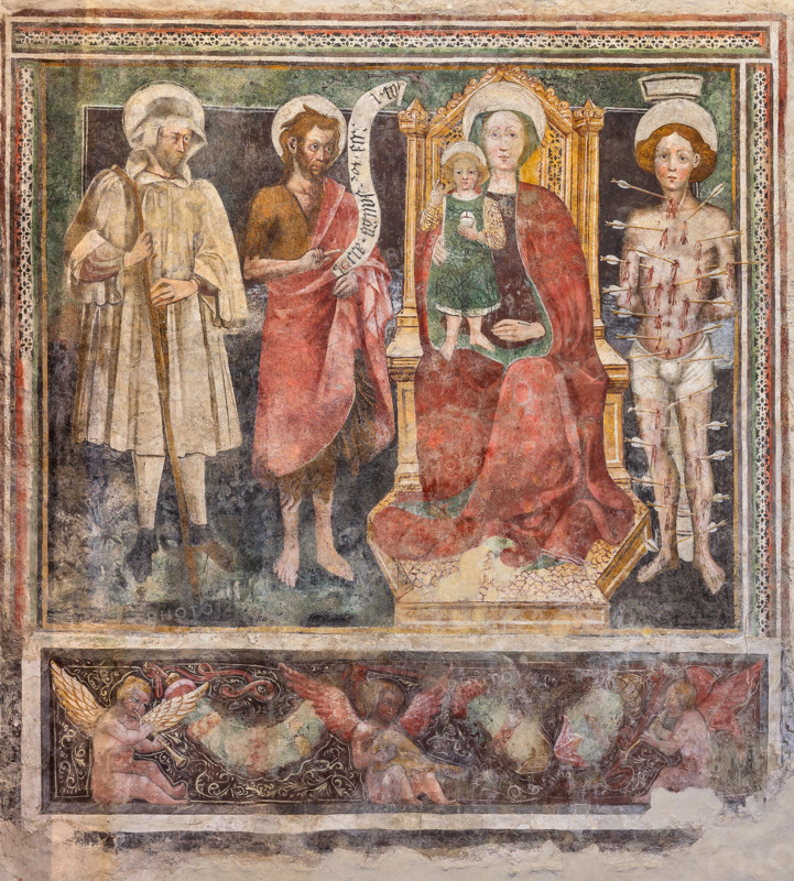 Bergamo, Città alta, Church of S. Michele al Pozzo Bianco, nave, right wall: "Madonna del Rosario and Saints", by Enea Salmeggia.
Bergamo (BG), Lombardia - Lombardy, Italia - Italy
