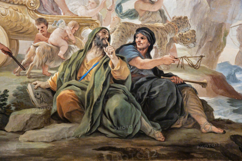 Palazzo Medici Riccardi, Galleria degli specchi (o Sala Luca Giordano): “Il trionfo di Bacco”, particolare della volta. 
Affreschi di Luca Giordano; 1682 - 1685.
Dettaglio con Momo e Arpocrate.

[ENG]
Medici Riccardi Palace, Gallery of Mirrors (or Room Luca Giordano): “The triumph of Bacchus”, detail of the vault.
Frescoes by Luca Giordano, 1682 - 1685.
Detail with Momus and Harpocrates.
Palazzo Medici Riccardi, Firenze (FI) - Florence, Toscana - Tuscany, Italia - Italy