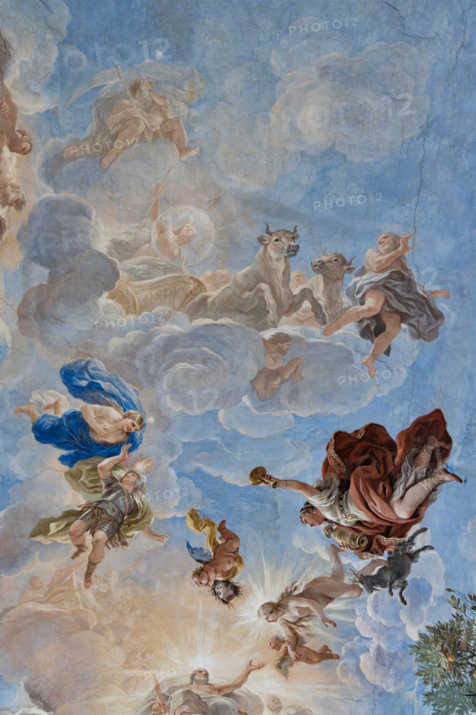 Palazzo Medici Riccardi, Galleria degli specchi (o Sala Luca Giordano): “Il carro della Luna”, particolare della volta. 
Affreschi di Luca Giordano; 1682 - 1685.

[ENG]
Medici Riccardi Palace, Gallery of Mirrors (or Room Luca Giordano): “The Chariot of the Moon”, detail of the vault.
Frescoes by Luca Giordano, 1682 - 1685.
Palazzo Medici Riccardi, Firenze (FI) - Florence, Toscana - Tuscany, Italia - Italy
