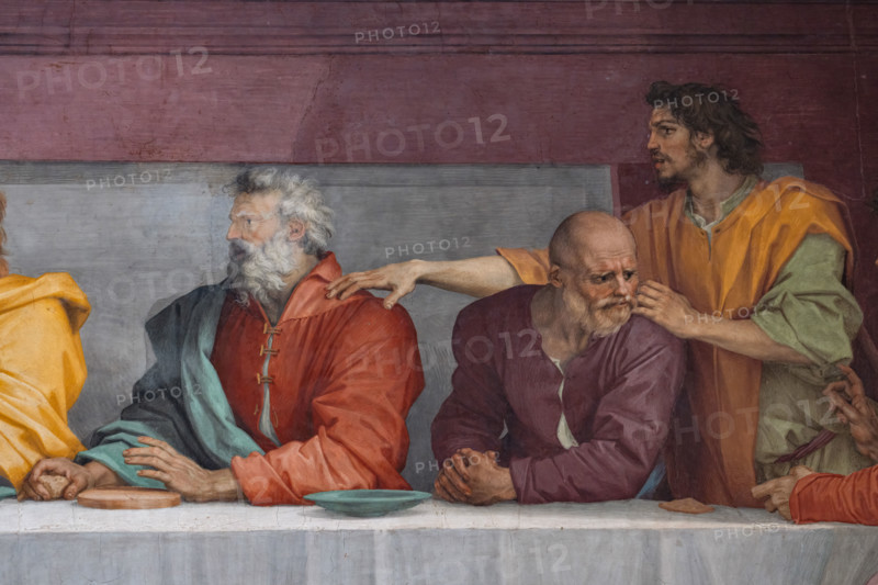 “The Last Supper”, by Andrea del Sarto, fresco (525x871 cm), datable to 1511-1527. The work is preserved in the refectory of the monastery near the church of San Salvi in Florence. Detail with apostles.
Chiesa di San Salvi, Refettorio, Firenze (FI) - Florence, Toscana - Tuscany, Italia - Italy