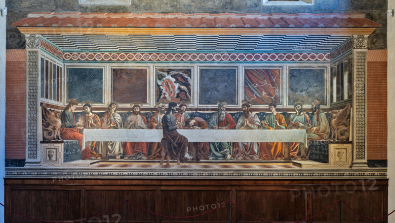 “L’Ultima Cena”, affresco (453 × 975 cm)  di Andrea del Castagno, 1447 circa, conservato sulla parete ovest del refettorio del monastero di Sant'Apollonia a Firenze, oggi museo del Cenacolo di Sant’Apollonia. 

[ENG]
“The Last Supper”, fresco (453 × 975 cm) by Andrea del Castagno, about 1447, preserved on the west wall of the refectory of the monastery of Sant'Apollonia in Florence, now the museum of the Cenacle of Sant'Apollonia.
Museo del Cenacolo di Sant'Apoll, Firenze (FI) - Florence, Toscana - Tuscany, Italia - Italy