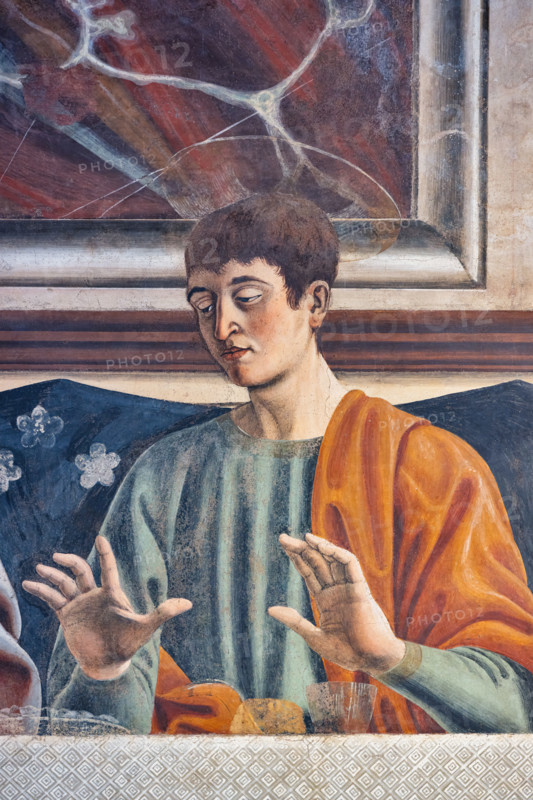 “The Last Supper”, fresco (453 × 975 cm) by Andrea del Castagno, about 1447, preserved on the west wall of the refectory of the monastery of Sant'Apollonia in Florence, now the museum of the Cenacle of Sant'Apollonia. Detail of Saint Thaddaeus.
Museo del Cenacolo di Sant'Apoll, Firenze (FI) - Florence, Toscana - Tuscany, Italia - Italy