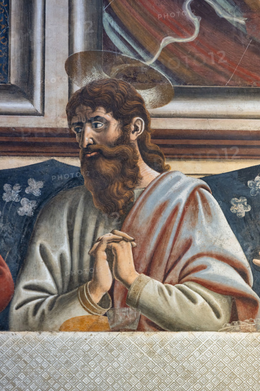 “L’Ultima Cena”, affresco (453 × 975 cm)  di Andrea del Castagno, 1447 circa, conservato sulla parete ovest del refettorio del monastero di Sant'Apollonia a Firenze, oggi museo del Cenacolo di Sant’Apollonia. Particolare di San Bartolomeo.

[ENG]
“The Last Supper”, fresco (453 × 975 cm) by Andrea del Castagno, about 1447, preserved on the west wall of the refectory of the monastery of Sant'Apollonia in Florence, now the museum of the Cenacle of Sant'Apollonia. Detail of Saint Bartholomew.
Museo del Cenacolo di Sant'Apoll, Firenze (FI) - Florence, Toscana - Tuscany, Italia - Italy