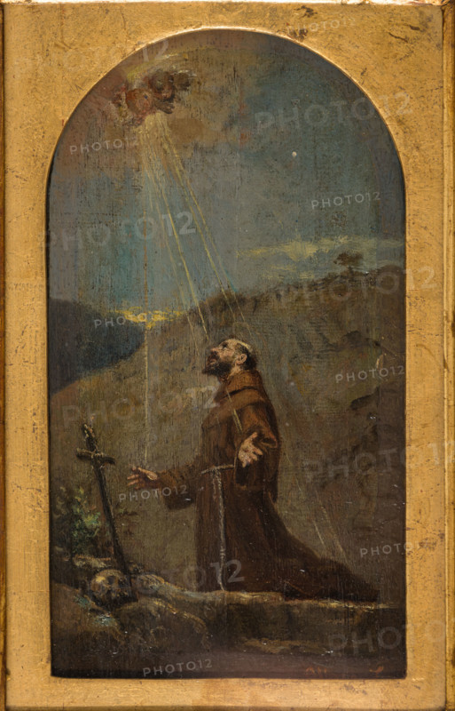 “ Bozzetto pala d’altare S. Niccolò” di Albano Lugli (1834 - 1914).
Olio su tavola,  cm. 25,5 x 14,5.
Collezione Assicoop Unipol, inv. n° 789
Collezione Assicoop - Unipol, Modena (MO), Emilia Romagna, Italia - Italy