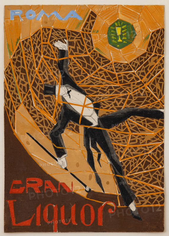Collezione Assicoop Unipol, inv. n° 870: 
Roberto Melli; “Roma Gran Liquor” ;
(tecnica mista, 24,5x19,5).