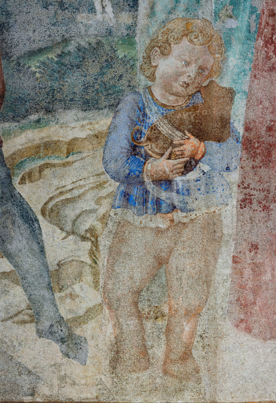 Pisa, Camposanto monumentale:
“Costruzione della Torre di Babele”, affreschi di Benozzo Gozzoli, 1469/70.
Particolare di bambino con cagnolino.

[ENG]
Pisa, Monumental Cemetery: 
 “Construction of the Tower of Babel”, frescoes by Benozzo Gozzoli, 1469/70. 
Detail of a child carrying a little dog.
Camposanto Monumentale, Pisa (PI), Toscana - Tuscany, Italia - Italy