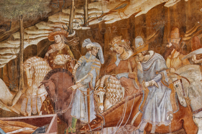 Pisa, Monumental Cemetery: "Triumph of Death," detail of the frescoes by Buonamico Buffalmacco, 1336/1341. Detail with the meeting of the dead and the alive.
Camposanto Monumentale, Pisa (PI), Toscana - Tuscany, Italia - Italy
