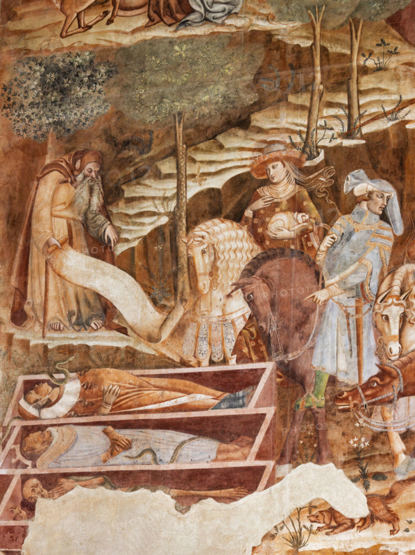Pisa, Monumental Cemetery: "Triumph of Death," detail of the frescoes by Buonamico Buffalmacco, 1336/1341. Detail with the meeting of the dead and the alive.
Camposanto Monumentale, Pisa (PI), Toscana - Tuscany, Italia - Italy