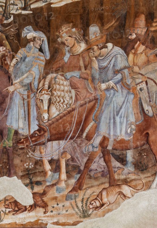 Pisa, Camposanto monumentale: ”Trionfo della Morte”, particolare degli affreschi di Buonamico Buffalmacco, 1336/1341. Dettaglio con uomini, donne, cavalli e cani.

[ENG]
Pisa, Monumental Cemetery: "Triumph of Death," detail of the frescoes by Buonamico Buffalmacco, 1336/1341. Detail with men, women, horses and dogs.
Camposanto Monumentale, Pisa (PI), Toscana - Tuscany, Italia - Italy