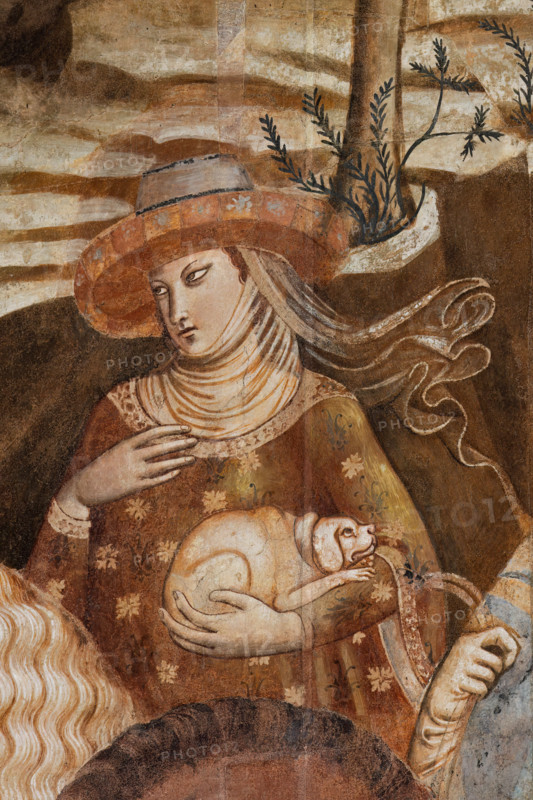 Pisa, Camposanto monumentale: ”Trionfo della Morte”, particolare degli affreschi di Buonamico Buffalmacco, 1336/1341. Dettaglio con donna e  cane.

[ENG]
Pisa, Monumental Cemetery: "Triumph of Death," detail of the frescoes by Buonamico Buffalmacco, 1336/1341. Detail with  a woman and a dog.
Camposanto Monumentale, Pisa (PI), Toscana - Tuscany, Italia - Italy