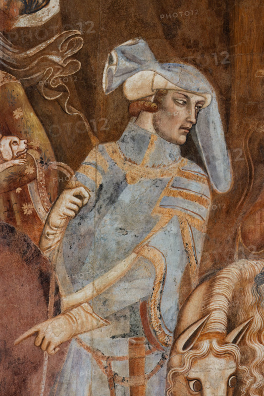Pisa, Camposanto monumentale: ”Trionfo della Morte”, particolare degli affreschi di Buonamico Buffalmacco, 1336/1341. Dettaglio con uomo,  cavaloi e cane.

[ENG]
Pisa, Monumental Cemetery: "Triumph of Death," detail of the frescoes by Buonamico Buffalmacco, 1336/1341. Detail with a man, a horse and a dog.
Camposanto Monumentale, Pisa (PI), Toscana - Tuscany, Italia - Italy