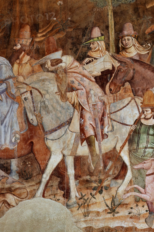 Pisa, Monumental Cemetery: "Triumph of Death," detail of the frescoes by Buonamico Buffalmacco, 1336/1341. Detail with noble knights.
Camposanto Monumentale, Pisa (PI), Toscana - Tuscany, Italia - Italy