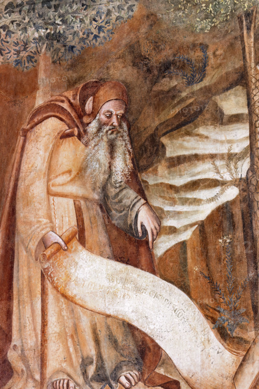 Pisa, Monumental Cemetery: "Triumph of Death," detail of the frescoes by Buonamico Buffalmacco, 1336/1341. Detail with description of the hermit life.
Camposanto Monumentale, Pisa (PI), Toscana - Tuscany, Italia - Italy