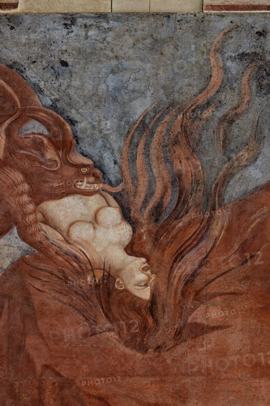 Pisa, Monumental Cemetery: "Triumph of Death," detail of the frescoes by Buonamico Buffalmacco, 1336/1341.Detail with devil grabbing the soul of a dead.
Camposanto Monumentale, Pisa (PI), Toscana - Tuscany, Italia - Italy