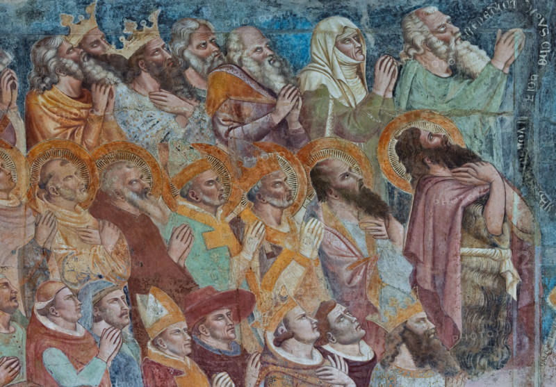Pisa, Monumental Cemetery: "The Last Judgement”. Frescoes by Buonamico Buffalmacco, 1336/1341.
Detail with a group of the righteous and the elect.
Camposanto Monumentale, Pisa (PI), Toscana - Tuscany, Italia - Italy