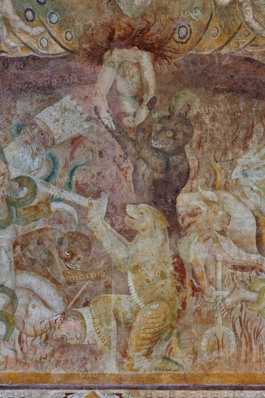 Pisa, Monumental Cemetery: “Hell”. Frescoes by Buonamico Buffalmacco, 1336/1341.
Detail with “Lucifer”, the treacherous and the arrogant.
Camposanto Monumentale, Pisa (PI), Toscana - Tuscany, Italia - Italy