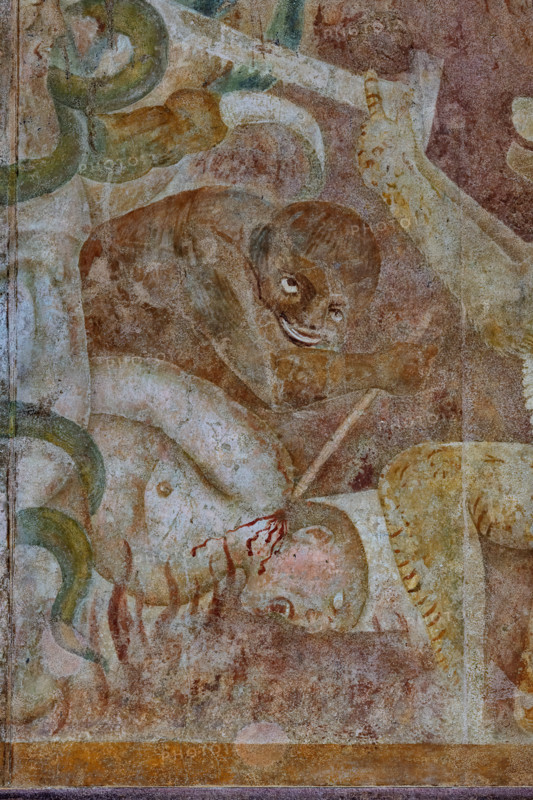 Pisa, Monumental Cemetery: “Hell”. Frescoes by Buonamico Buffalmacco, 1336/1341.
Detail with the treacherous and the arrogant.
Camposanto Monumentale, Pisa (PI), Toscana - Tuscany, Italia - Italy