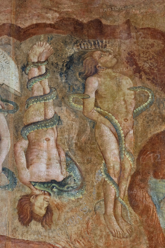 Pisa, Monumental Cemetery: “Hell”. Frescoes by Buonamico Buffalmacco, 1336/1341.
Detail showing the circle of simponiacs.
Camposanto Monumentale, Pisa (PI), Toscana - Tuscany, Italia - Italy