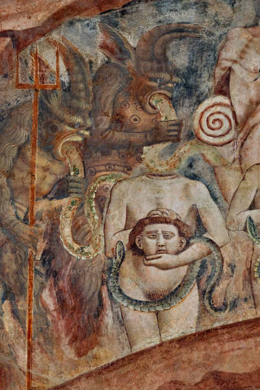 Pisa, Monumental Cemetery: “Hell”. Frescoes by Buonamico Buffalmacco, 1336/1341.
Detail showing the circle of soothsayers and idolaters.
Camposanto Monumentale, Pisa (PI), Toscana - Tuscany, Italia - Italy