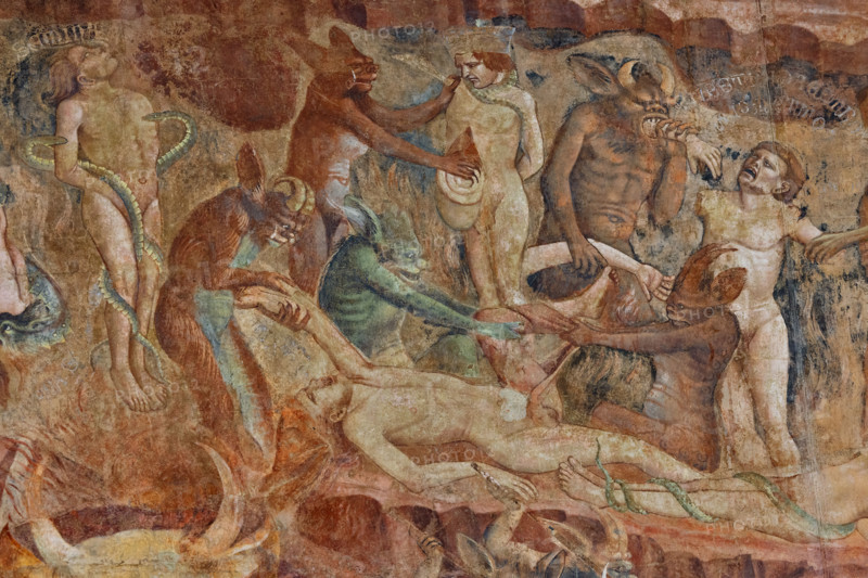 Pisa, Monumental Cemetery: “Hell”. Frescoes by Buonamico Buffalmacco, 1336/1341.
Detail with the circle of schismatics and excommunicated.
Camposanto Monumentale, Pisa (PI), Toscana - Tuscany, Italia - Italy