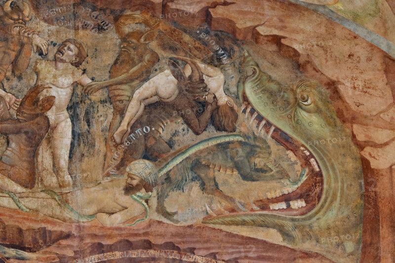 Pisa, Camposanto monumentale:
“Inferno”.  Affreschi di Buonamico Buffalmacco, 1336/1341.
Particolare con il girone di scismatici e scomunicati. In basso è raffigurato Maometto.

[ENG]
Pisa, Monumental Cemetery: “Hell”. Frescoes by Buonamico Buffalmacco, 1336/1341.
Detail with the circle of schismatics and excommunicated. Muhammad is depicted at the bottom.
Camposanto Monumentale, Pisa (PI), Toscana - Tuscany, Italia - Italy