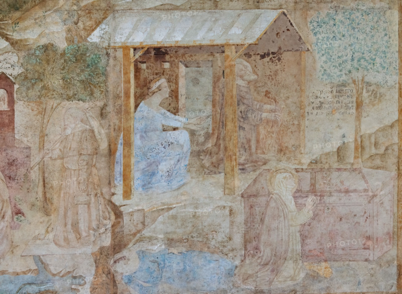 Pisa, Camposanto Monumentale: “Tebaide”,
storie degli Eremiti e dei Santi Padri ispirate alla “Vitae Patrum” del canonico domenicano Cavalca. 
Particolare con donna, santi e monaco.
Affreschi di Buonamico Buffalmacco, 1336/1341.


[ENG]
Pisa, Monumental Cemetery: “Thebaid”, Stories of the Hermits and the Holy Fathers inspired by the Vitae Patrum by the Dominican Domenico Canon Cavalca. 
Detail with woman, saints and monk.
Frescoes by Buonamico Buffalmacco, 1336/1341.
Camposanto Monumentale, Pisa (PI), Toscana - Tuscany, Italia - Italy