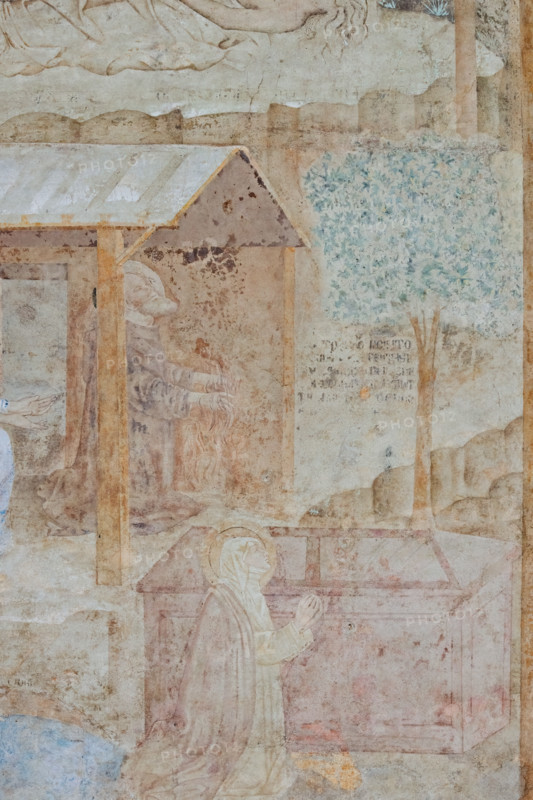 Pisa, Monumental Cemetery: “Thebaid”, Stories of the Hermits and the Holy Fathers inspired by the Vitae Patrum by the Dominican Domenico Canon Cavalca. 
Detail with saints.
Frescoes by Buonamico Buffalmacco, 1336/1341.
Camposanto Monumentale, Pisa (PI), Toscana - Tuscany, Italia - Italy