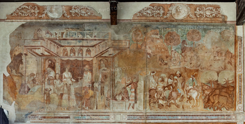 Pisa, Camposanto monumentale:
“Storie di Giobbe”.
A sinistra: “Giobbe ricco elemosiniere”; a destra: “Gli armenti di Giobbe”, affreschi di Taddeo Gaddi , 1341/1342 e Francesco di Neri da Volterra,  1370/1371.

[ENG]
Pisa, Monumental Cemetery: 
"Stories of Job."
Left: "Job the Rich Almoner"; right: "Job's Herds," frescoes by Taddeo Gaddi, 1341/1342, and Francesco di Neri da Volterra, 1370/1371.
Camposanto Monumentale, Pisa (PI), Toscana - Tuscany, Italia - Italy