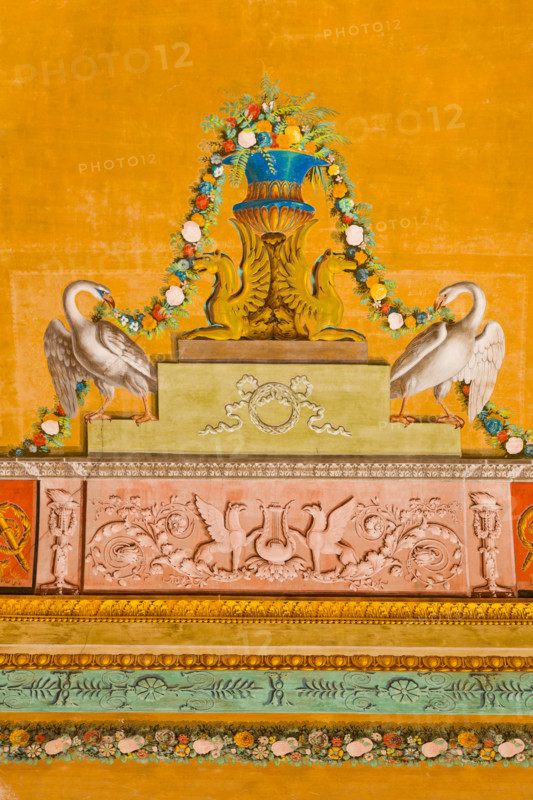 Palermo, The Royal Palace or Palazzo dei Normanni (Palace of the Normans), Porta Nuova Tower, room: detail of the decoration of the ceiling depicting two swans.
Palazzo Reale (Palazzo dei Norma, Palermo (PA), Sicilia - Sicily, Italia - Italy