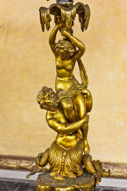 Palermo, Palazzo Reale o Palazzo dei Normanni, Appartamento Reale, Sala Gialla: particolare di candelabro con Tritone e Ninfa, XVIII secolo.

[ENG]
Palermo, The Royal Palace or Palazzo dei Normanni (Palace of the Normans), The Royal Apartment, The Yellow Room: detail  of candelabra with Triton and Nymph, XVIII century.
Palazzo Reale (Palazzo dei Norma, Palermo (PA), Sicilia - Sicily, Italia - Italy