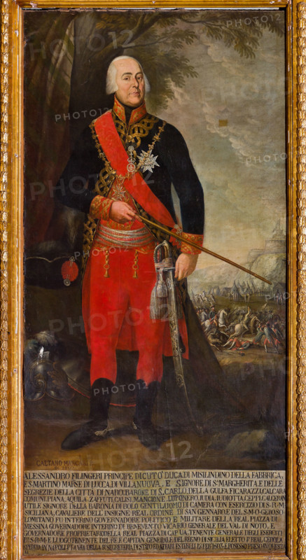Palermo, Palazzo Reale o Palazzo dei Normanni, Appartamento Reale, Sala dei Viceré: "Alessandro Filangeri", Luogotenente del Re (1803); dipinto a olio  di Gaetano Mangano (fine XVIII sec. - inizio XIX).

[ENG]
Palermo, The Royal Palace or Palazzo dei Normanni (Palace of the Normans), The Royal Apartment, The Viceroy Room: ""Alessandro Filangeri", Lietenant of the King (1803); oil painting by Gaetano Mangano (end XVIII century - beginning XIX century).
Palazzo Reale (Palazzo dei Norma, Palermo (PA), Sicilia - Sicily, Italia - Italy