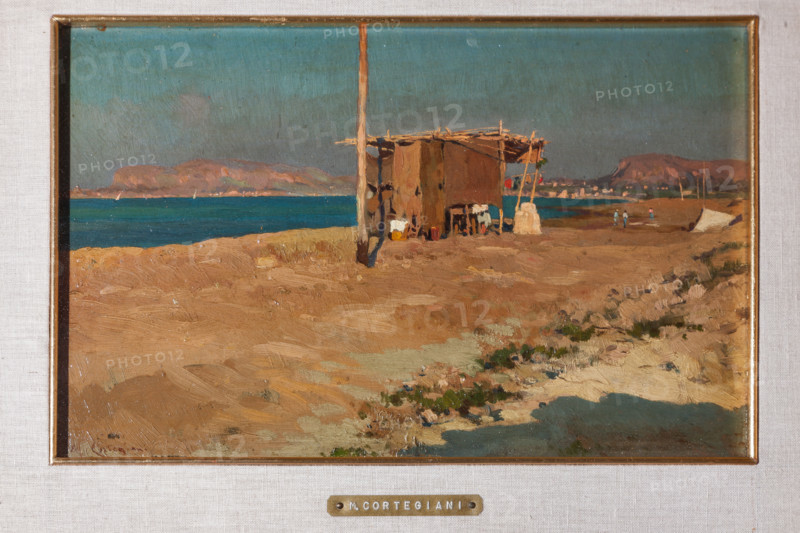 Palermo, The Royal Palace or Palazzo dei Normanni (Palace of the Normans), The Royal Apartment, Room of the General Secretary, Collection of paintings. "Beach and Hut", by Michele Cortegiani, XIX century.
Palazzo Reale (Palazzo dei Norma, Palermo (PA), Sicilia - Sicily, Italia - Italy