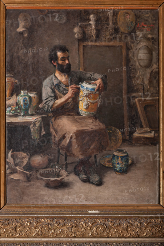 Palermo, The Royal Palace or Palazzo dei Normanni (Palace of the Normans), The Royal Apartment, Room of the General Secretary, Collection of paintings: "Ceramist", oil painting by Natale Attanasio.
Palazzo Reale (Palazzo dei Norma, Palermo (PA), Sicilia - Sicily, Italia - Italy