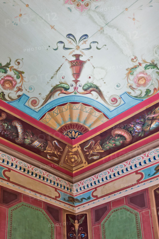 Palermo, The Royal Palace or Palazzo dei Normanni (Palace of the Normans), The Royal Apartment, The Gregorietti Room (the room beside the Pompeiana Room): detail of the decoration. This room is the reading one for the members of the Parliament.
Palazzo Reale (Palazzo dei Norma, Palermo (PA), Sicilia - Sicily, Italia - Italy
