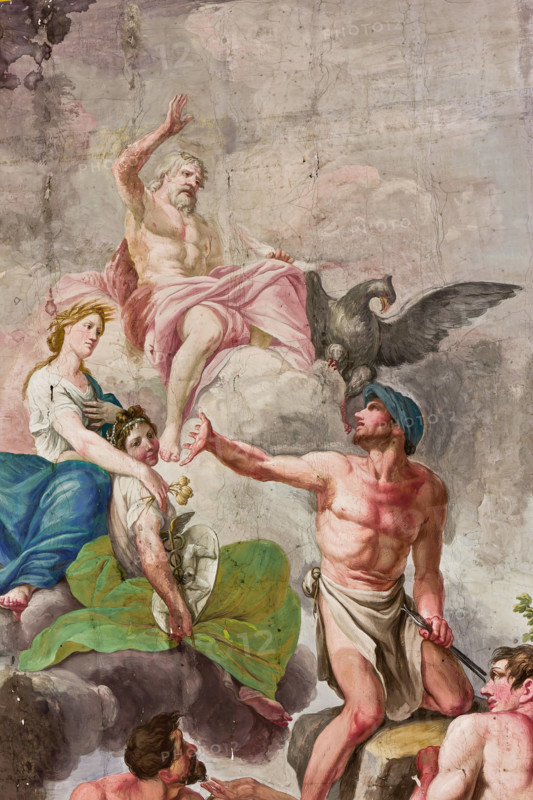 Palermo, Palazzo Reale o Palazzo dei Normanni, Appartamento Reale, Sala Rossa, la volta: "Apoteosi del lavoro, dell'agricoltura, delle arti e delle scienze" di Benedetto Codardi. Raffigurazione allegorica dell'Olimpo con  Giove, Cerere, e Vulcano. Particolare.

[ENG]
Palermo, The Royal Palace or Palazzo dei Normanni (Palace of the Normans), The Royal Apartment, The Red Room: "Apotheosis of work, agriculture, arts and sciences" by Benedetto Codardi. Allegorical depiction of  the Olympus with Jupiter, Ceres, and Vulcan. Detail.
Palazzo Reale (Palazzo dei Norma, Palermo (PA), Sicilia - Sicily, Italia - Italy