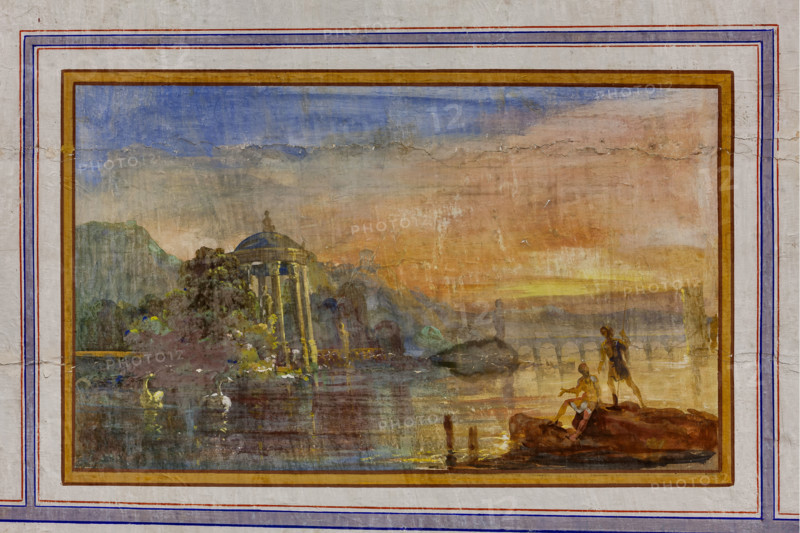 Palermo, Palazzo Reale o Palazzo dei Normanni, Appartamento Reale, Sala Rossa, la volta: particolare decorativo con paesaggio.

[ENG]
Palermo, The Royal Palace or Palazzo dei Normanni (Palace of the Normans), The Royal Apartment, The Red Room: detail of the decoration depicting  a landscape.
Palazzo Reale (Palazzo dei Norma, Palermo (PA), Sicilia - Sicily, Italia - Italy
