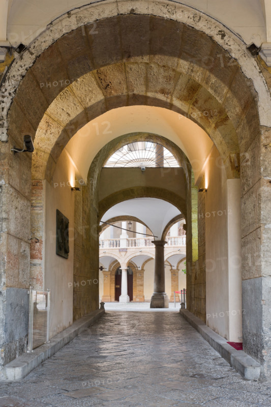 Palermo, The Royal Palace or Palazzo dei Normanni (Palace of the Normans): entrance hall to the Maqueda courtyard from the Parliament square.
Palazzo Reale (Palazzo dei Norma, Palermo (PA), Sicilia - Sicily, Italia - Italy