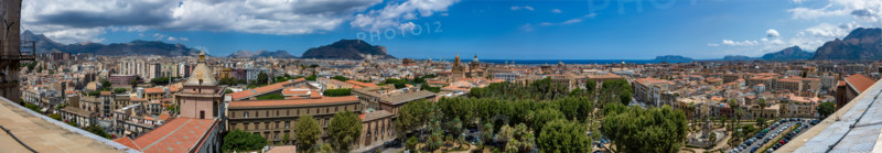 Palermo: veduta orbicolare della città dalla Torre di Porta Nuova. 

[ENG]
Palermo: orbicular view of the town from the Porta Nuova Tower.
Palermo (PA), Sicilia - Sicily, Italia - Italy