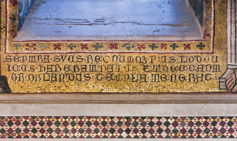 Palermo, The Royal Palace or Palazzo dei Normanni (Palace of the Normans), The Palatine Chapel (Basilica): a mosaic representing a writing.
Palazzo Reale (Palazzo dei Norma, Palermo (PA), Sicilia - Sicily, Italia - Italy