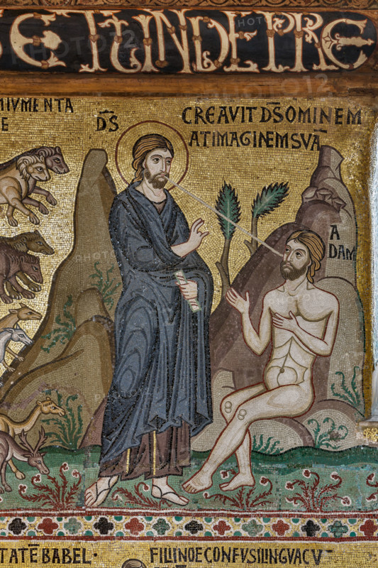 Palermo, The Royal Palace or Palazzo dei Normanni (Palace of the Normans), The Palatine Chapel (Basilica), cycle of mosaics on the Old Testament, cycle of the Creation: "The Creation of Adam", XII century.
Palazzo Reale (Palazzo dei Norma, Palermo (PA), Sicilia - Sicily, Italia - Italy