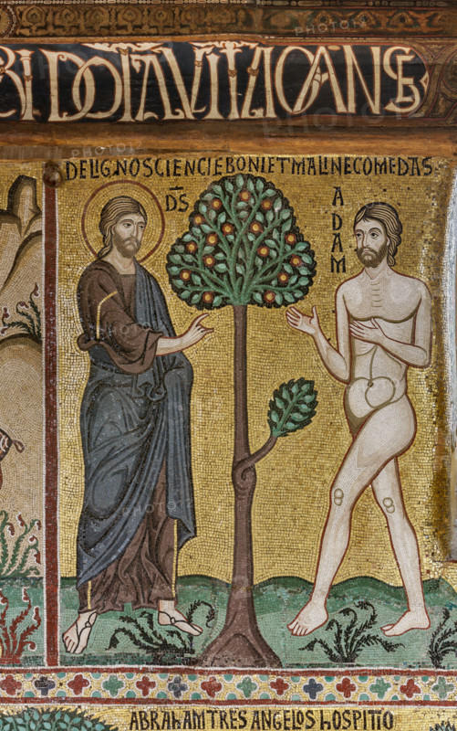 Palermo, The Royal Palace or Palazzo dei Normanni (Palace of the Normans), The Palatine Chapel (Basilica), cycle of mosaics on the Old Testament, cycle of the Creation: "God introduce Adam into Eden", XII century.
Palazzo Reale (Palazzo dei Norma, Palermo (PA), Sicilia - Sicily, Italia - Italy