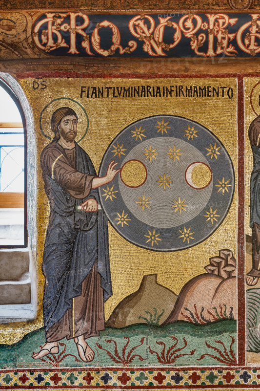 Palermo, The Royal Palace or Palazzo dei Normanni (Palace of the Normans), The Palatine Chapel (Basilica), cycle of mosaics on the Old Testament, cycle of the Creation: "The Creation of Stars", XII century.
Palazzo Reale (Palazzo dei Norma, Palermo (PA), Sicilia - Sicily, Italia - Italy