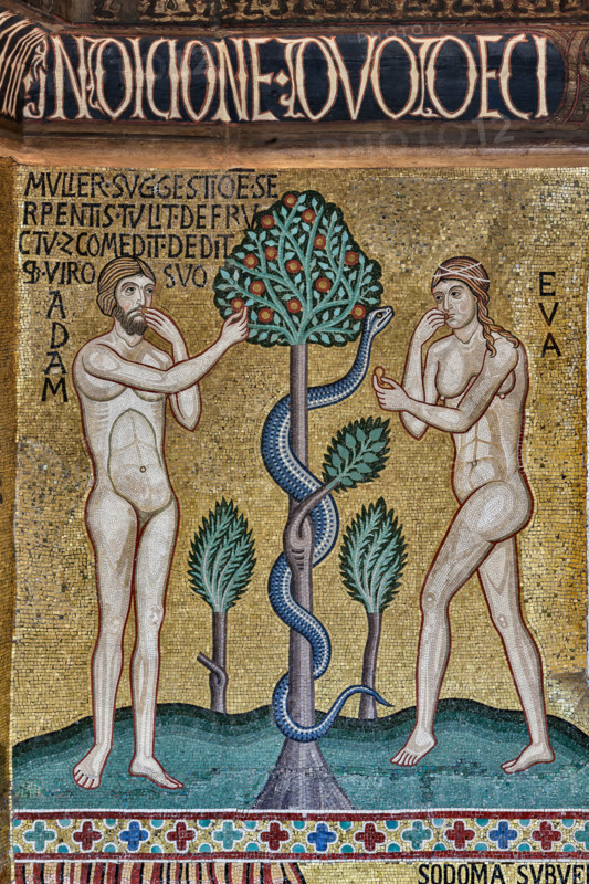 Palermo, The Royal Palace or Palazzo dei Normanni (Palace of the Normans), The Palatine Chapel (Basilica), cycle of mosaics on the Old Testament, cycle of the Creation: "The Original Sin", XII century.
Palazzo Reale (Palazzo dei Norma, Palermo (PA), Sicilia - Sicily, Italia - Italy