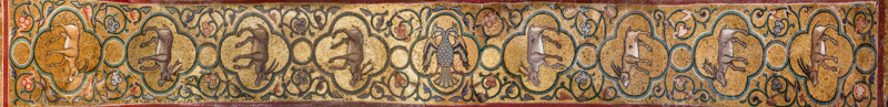 Palermo, The Royal Palace or Palazzo dei Normanni (Palace of the Normans), Pisana Tower, the King Roger Room (the Room which was commissioned by King Roger II d'Altavilla): decoration of the arch below the vault with mosaics of animals. These mosaics date back to the period of Frederick II.
Palazzo Reale (Palazzo dei Norma, Palermo (PA), Sicilia - Sicily, Italia - Italy