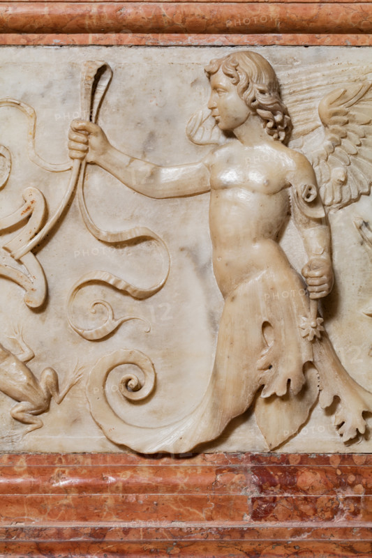 Modena, Duomo, interno, navata destra: monumento funerario dedicato a Francesco Molza; di Bartolomeo Spani, 1516. Marmo di Carrara, marmo proconnesio, pietra d'Istria e rosso ammonitico.

[ENG]
Modena, Cathedral, interior, right aisle: funerary monument dedicated to Francesco Molza; Bartolomeo Spani, 1516. Carrara marble, Proconnesian marble, Istrian stone and red ammonitic stone.