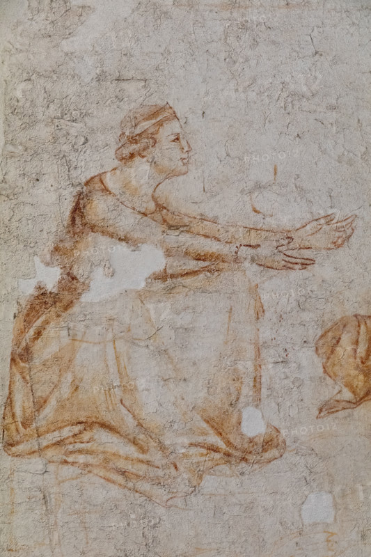 Pisa, Museo delle sinopie: “Tebaide”,
storie degli Eremiti e dei Santi Padri ispirate alla “Vitae Patrum” del canonico domenicano Cavalca. Sinopia preparatoria agli affreschi del Camposanto di Buonamico Buffalmacco, 1336/1341.
Particolare con donna.

[ENG]
Pisa, Sinopia Museum: “Thebaid”, Stories of the Hermits and the Holy Fathers inspired by the Vitae Patrum by the Dominican Domenico Canon Cavalca. Sinopia preparatory to the frescoes by Buonamico Buffalmacco, 1336/1341. 
Detail with a woman.
Museo delle sinopie, Pisa (PI), Toscana - Tuscany, Italia - Italy