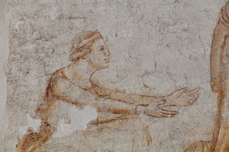 Pisa, Museo delle sinopie: “Tebaide”,
storie degli Eremiti e dei Santi Padri ispirate alla “Vitae Patrum” del canonico domenicano Cavalca. Sinopia preparatoria agli affreschi del Camposanto di Buonamico Buffalmacco, 1336/1341.
Particolare con donna.

[ENG]
Pisa, Sinopia Museum: “Thebaid”, Stories of the Hermits and the Holy Fathers inspired by the Vitae Patrum by the Dominican Domenico Canon Cavalca. Sinopia preparatory to the frescoes by Buonamico Buffalmacco, 1336/1341. 
Detail with a woman.
Museo delle sinopie, Pisa (PI), Toscana - Tuscany, Italia - Italy