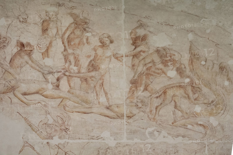 Pisa, Museo delle sinopie:
“Inferno”.  Sinopia preparatoria degli affreschi di Buonamico Buffalmacco, 1336/1341 nel Camposanto di Pisa.
Particolare con il girone di scismatici e scomunicati. 

[ENG]
Pisa, Monumental Cemetery: “Hell”. Preparatory sinopia to the frescoes by Buonamico Buffalmacco in the Monumental Cemetery, 1336/1341.
Detail with the circle of schismatics and excommunicated.
Museo delle sinopie, Pisa (PI), Toscana - Tuscany, Italia - Italy