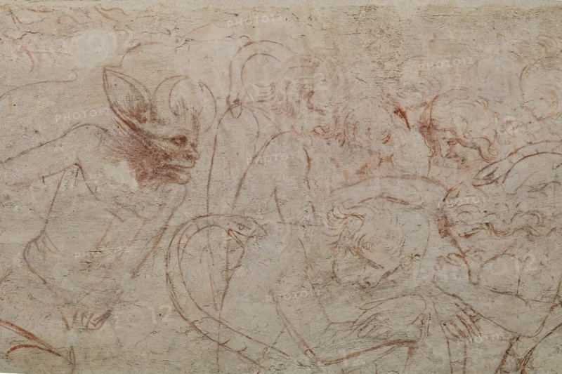 Pisa, Museo delle sinopie:
“Inferno”.  Sinopia preparatoria degli affreschi di Buonamico Buffalmacco, 1336/1341 nel Camposanto di Pisa.
Particolare con il girone di scismatici e scomunicati. 

[ENG]
Pisa, Monumental Cemetery: “Hell”. Preparatory sinopia to the frescoes by Buonamico Buffalmacco in the Monumental Cemetery, 1336/1341.
Detail with the circle of schismatics and excommunicated.
Museo delle sinopie, Pisa (PI), Toscana - Tuscany, Italia - Italy